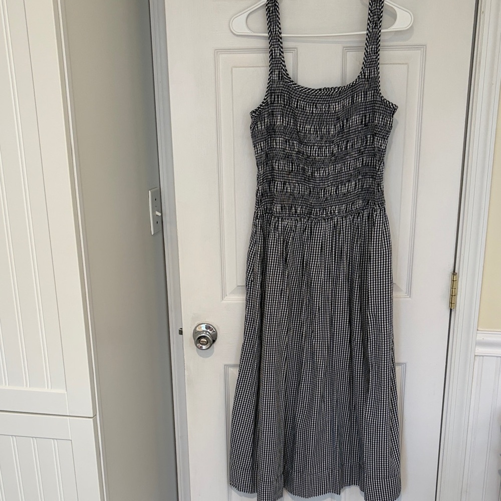 Black and White Gingham Smocked Sundress